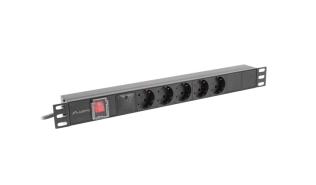 Lanberg Rack 1U PDU Schuko (2.0m) czarny (5 gniazd) [PDU-05F-0200-BK]