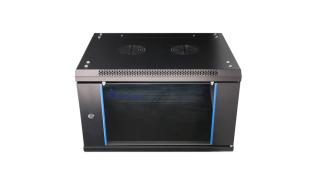 Extralink szafa rack wisząca 6U 600x450 drzwi przeszklone (czarny) [EX.7225-6U]