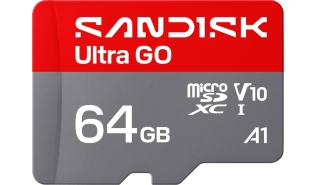 Secure Digital 64GB Sandisk Micro SDXC Ultra Go U1 V10 UHS-I A1 (140MB/s) [SDSQUGN-064G-GN6MN]