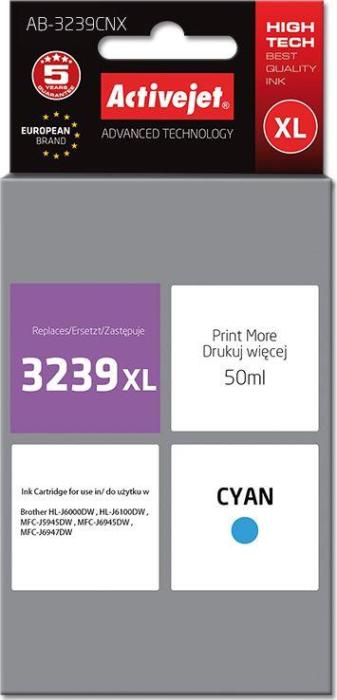 AB-3239CNX  - cyan, wkład z atramentem ActiveJet, 50 ml, zamiennik LC3239XL (MFC-J5945DW, J6945DW, J6947DW, HL-J6000DW, J6100DW)