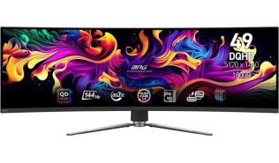 (49) MSI MPG 491CQPXDE QD-OLED (QD-OLED zakrzywiony 1800R, 5120x1440, 1000, 0.03ms, 146%sRGB, 240Hz) (2xHDMI 2.1, 1xDP 1.4, USB-C z DP 90W) czarny