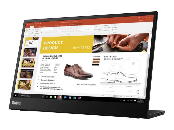 14’’ Lenovo ThinkVision M14 (IPS LED, 1920x1080, 300, 6ms, 100% sRGB, 60Hz) (USB-C 3.1, DP) [61DDUAT6EU] czarny