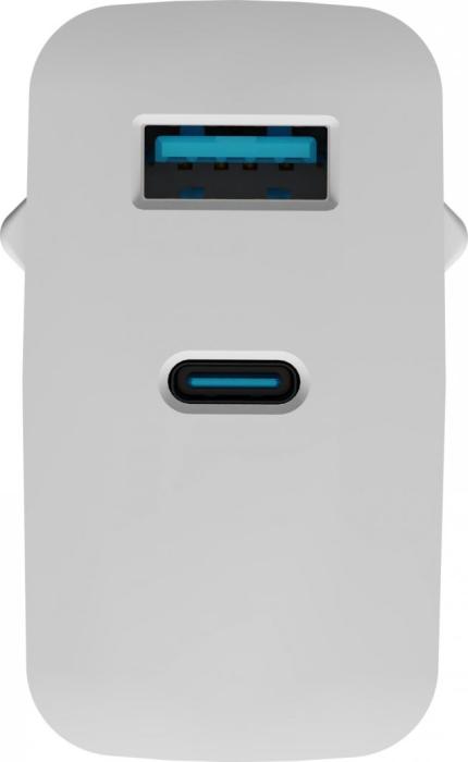 Ładowarka sieciowa Natec Ribera GaN 65W Quick Charge 3.0 1xUSB-C/1xUSB-A (5V-20V/3.25A/65W) (do laptopów z Power Delivery) (biały) [NUC-2144]