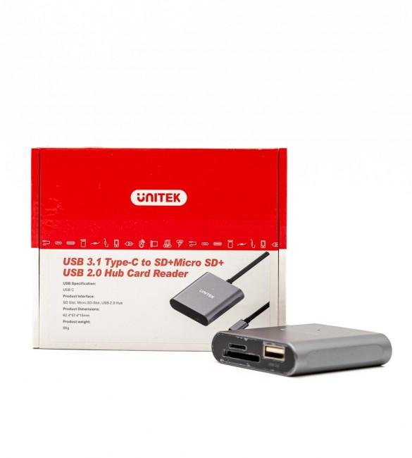 Unitek R1008A USB-C Hub (1xUSB 2.0, czytnik SD, microSD)
