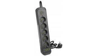 Listwa zasilająca Modi (2.0m) (5 gniazd 230V) (5V 2A: 3x USB-A + 1x USB-C) (2500W, 10A) (czarny) [6590]