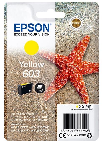 C13T03U44010 (603) - yellow, oryginalny wkład z atramentem Epson, 3,4 ml, 150 stron (Epson XP-2100 XP-2105 XP-2150 XP-2155 XP-3100 XP-3105 XP-3150 XP-3155 XP-4100 XP-4105, XP-4105 XP-4150)
