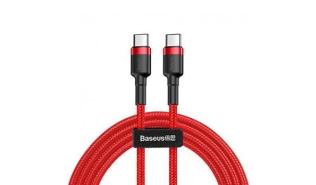 Baseus kabel szybkiego ładowania i transmisji (Fast Charge) (60W) USB-C (M) / USB-C (M) (1.0 m) (czarno-czerwony) [CATKLF-G09]