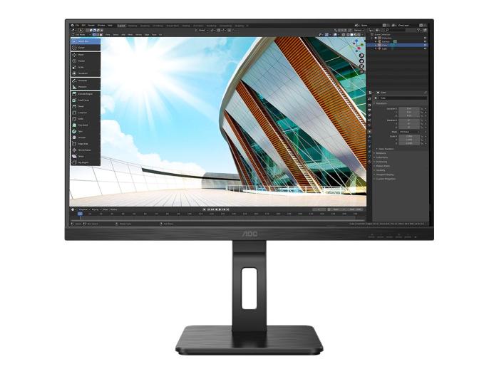27’’ AOC 27P2Q (IPS LED, 1920x1080, 250, 4ms, 99% sRGB, 75Hz) (VGA, DVI, HDMI 1.4, DP1.2, 4xUSB 3.2) pivot, głośniki, czarny