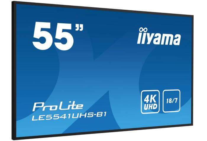 55’’ Iiyama LE5541UHS-B1 (IPS LED, 3840x2160, 350, 8ms, 60Hz) (3xHDMI, USB 2.0, VGA, LAN, Audio) system Android OS, czarny błyszczący, głośniki