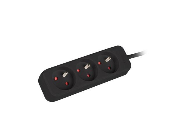 Lanberg PS0 PL (3.0m) czarny (3 gniazda bez wyłącznika) [PS0-03E-0300-BK]