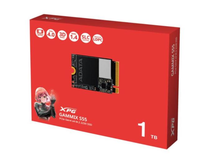 Adata XPG Gammix S55 1TB SSD M.2 2230 PCIe Gen4x4 NVMe TLC (TBW 250TB) (5000/3700 MB/s) [SGAMMIXS55-1T-C]