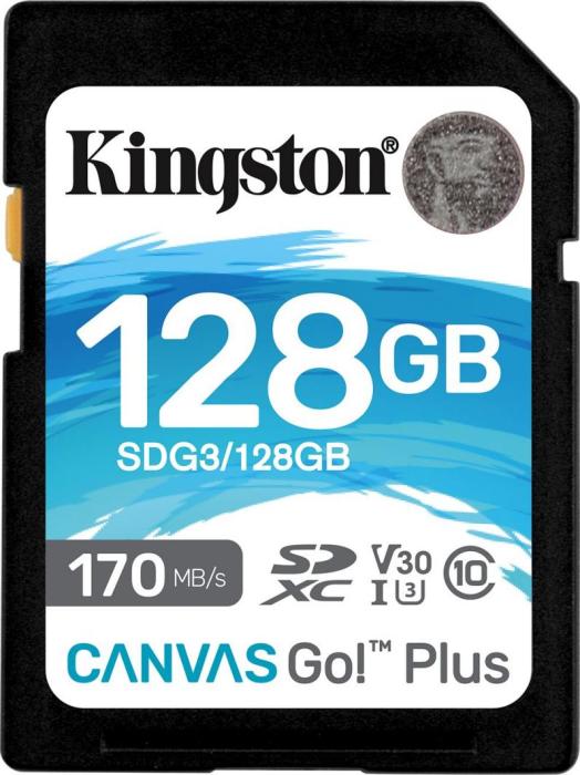 Secure Digital 128GB Kingston CANVAS Go Plus SDXC Claas 10 U3 UHS-I V30 (170/90MB/s) [SDG3/128GB]