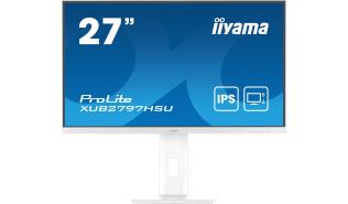 (27) Iiyama ProLite XUB2797HSU-W2 (IPS LED, 1920x1080, 300, 1ms, 100Hz) (HDMI 2.0, DP 1.4, 2xUSB-A, USB-B, Audio) pivot, głośniki, biały