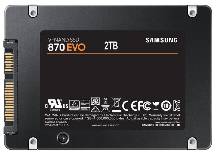 Samsung 870 Evo 2TB SSD 2.5 SATA III MLC (560/530 MB/s) (2GB Low Power DDR4 SDRAM) [MZ-77E2T0B/EU]