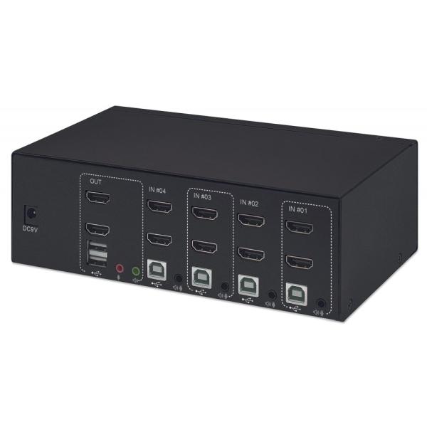 Przełącznik Manhattan KVM 4/1 HDMI, USB, 4K 30Hz [153539]