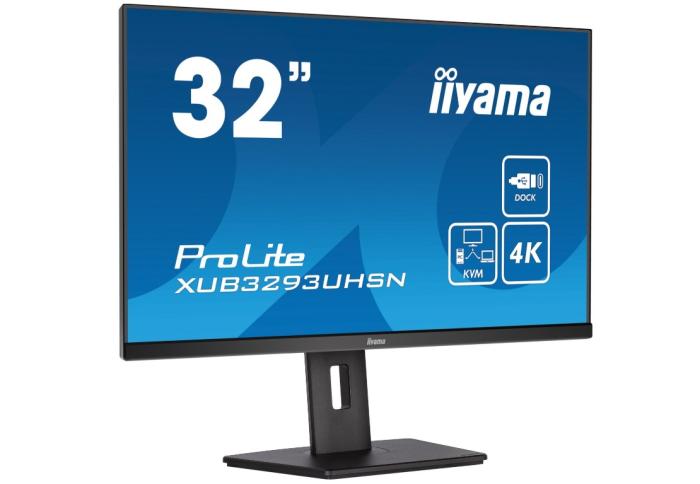 32’’ Iiyama ProLite XUB3293UHSN-B5 (IPS LED, 3840x2160, 350, 4ms, 60Hz) (HDMI, DP, USB-C, 2xUSB 3.2, Audio, LAN)czarny matowy, głośniki