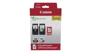 PG-560BK+CL-561 (3713C008) - czarny i kolorowy oryginalny wkład z atramentem Canon, czarny 8.3 ml 180 stron, kolor 7.5 ml 180 stron (Canon PIXMA TS5350, TS5350a, TS5351, TS5351a, TS5352, TS5352a, TS5353, TS5353a, TS7450, TS7450i, TS7451,)