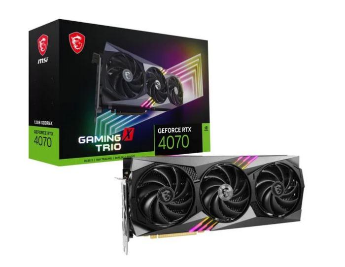 GeForce PCI-E RTX4070 MSI 12GB GDDR6X Gaming X Trio [GeForce RTX 4070 GAMING X TRIO 12G] (1xHDMI 2.1a, 3xDP 1.4a) (192-bit, PCI-E 4.0)