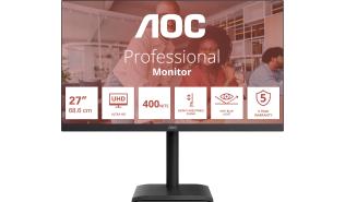 (27) AOC U27E4CV (IPS, 3840x2160, 400, 1200:1, 4ms, 125.3% sRGB, HDR Ready, 60Hz) (2xHDMI 2.0, DP1.4, Audio) pivot, czarny