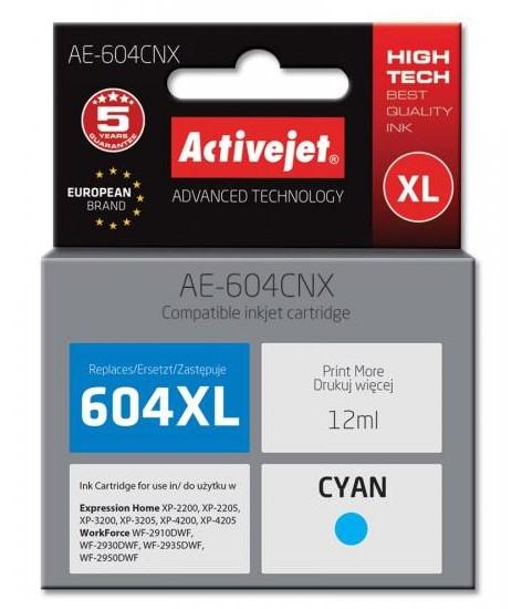 AE-604BNX (604XL) - cyan, wkład z atramentem Activejet, 12 ml, 350 stron (Epson Expression Home XP-2200, XP-2205, XP-3200, XP-3205, XP-4200, XP-4205, 2910DWF, 2930DWF, 2935DWF, 2950DWF)