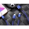 Baseus 3w1 kabel ładowania i transmisji (3A) USB micro, Lightning, USB-C (M) / USB (M) (1.2 m) (niebieski) [CAMLT-SU13]