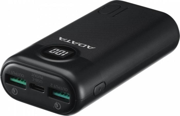 Power Bank A-Data P10000QCD 10000mAh 2xUSB 3.0, USB-C QC, PD (czarny) [AP10000QCD-DGT-CBK]