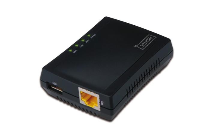 Digitus serwer wydruku (print server) 1xUSB 2.0 Hub sieciowy, NAS, 1xLAN 10/100Mbps [DN-13020]