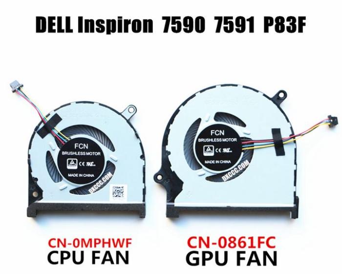 Wentylator do notebooka Dell Inspiron 7590 7591 P83F 4pin (GPU) [0MPHWF DFS5K22115371D EP FM69 1323-01C1000]