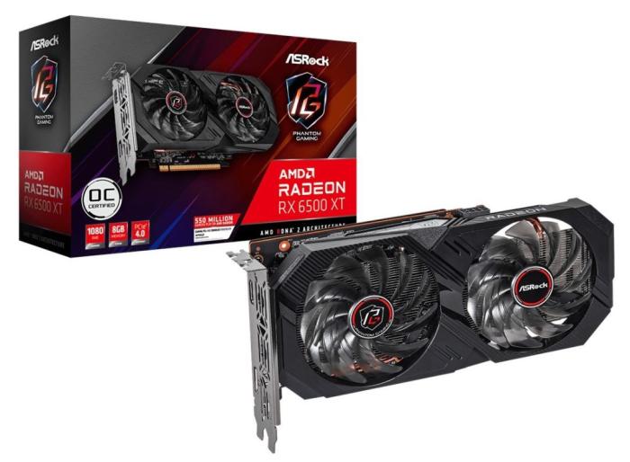 Radeon RX 6500XT Asrock 8GB GDDR6 Phantom Gaming OC BOX [RX6500XT PG 8GO] (1xHDMI 2.1, 1xDP 1.4a) (64-bit, PCI-E 4.0)