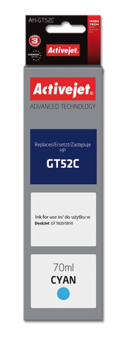 AH-GT52C (GT52C) - cyan, wkład z atramentem ActiveJet, 70 ml, zamiennik M0H54AE (Supreme) (HP Deskjet GT5810, GT5820, Ink Tank 315, Ink Tank Wireless 415)