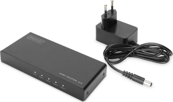 Digitus Splitter HDMI 4-portowy 4K 60Hz UHD 3D HDR HDCP 2.2 audio downscaling [DS-45325]