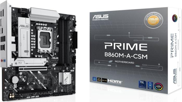 Asus PRIME B860M-A-CSM [S1851, 4xDDR5 do 8666MHz, (HDMI 2.1, 2xDP 1.4) (2xM.2, 1xPCIe 5.0 x16, 1xPCIe 4.0 x16 (x4), 1xPCIe 4.0 x1), micro ATX]