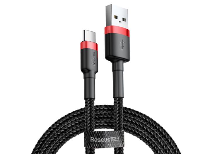 Baseus kabel szybkiego ładowania i transmisji (Fast Charge) USB-C (M) / USB (M) (1.0 m) (czarno-czerwony) [CATKLF-B91]