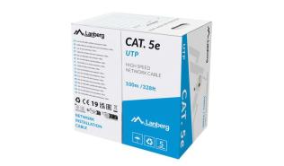 Kabel sieciowy UTP Lanberg 100m drut Kat.5e CU szary Fluke passed [LCU5-12CU-0100-S]