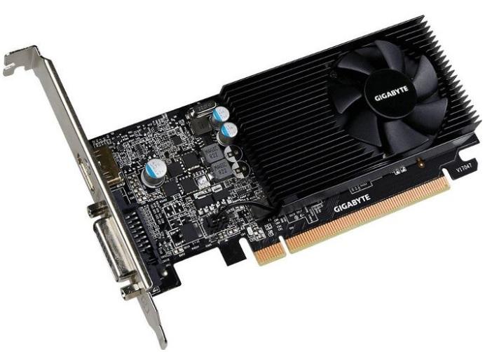 GeForce PCI-E GT1030 Gigabyte 2GB GDDR5 Low Profile BOX [GV-N1030D5-2GL] (DVI, HDMI 2.0b) (rdzeń 1227/1506MHz, pamięć 6008MHz, 64-bit, PCI-E 3.0)