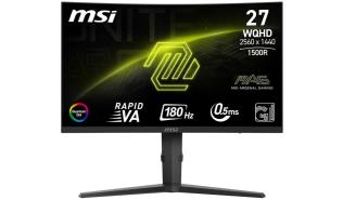 (27) MSI MAG 275CQRF QD E2 (Fast Va LED, Zakrzywiony 1500R, 2560x1440, 300, 0.5ms, 150%sRGB, HDRReady, 180Hz) (2xHDMI 2.0, DP 1.4, USB-C z DP, USB-B, 2xUSB-A, Audio) czarny