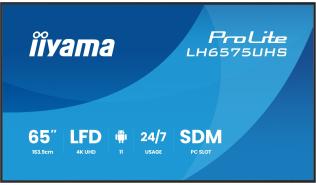 (65) 64.5 Iiyama ProLite LH6575UHS-B2AG (IPS 4K, 3840x2160, 500, 8ms, 60Hz) (3xHDMI 2.0, 1xDP 1.2, 2xUSB-A 2.0, audio, RJ-45) głośniki, czarny
