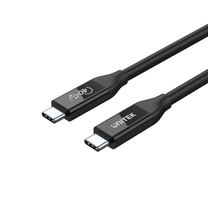 Unitek Kabel USB-C Type-C 4.0 (M) / USB-C Type-C 4.0 (M) PD 100W Thunderbolt 4 40Gbps (0.8 m) [C14100BK-0.8M]