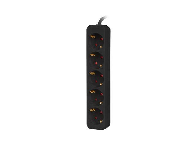 Lanberg PS0 Schuko (1.5m) czarny (5 gniazd bez wyłącznika) [PS0-05F-0150-BK]