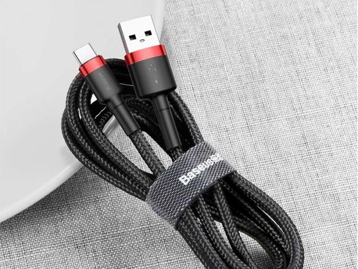 Baseus kabel szybkiego ładowania i transmisji (Fast Charge) USB-C (M) / USB (M) (1.0 m) (czarno-czerwony) [CATKLF-B91]