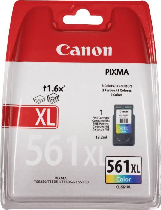 CL-561XL kolor [3730C001] - kolor, oryginalny wkład z atramentem Canon, 12,2 ml, 300 stron (Canon PIXMA TS5350, TS5350a, TS5351, TS5351a, TS5352, TS5352a, TS5353, TS5353a, TS5355a, TS7450, TS7450a)