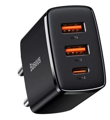 Baseus Quick Charge 3.0 PD uniwersalna ładowarka (zasilacz) sieciowa 230V / 2xUSB, 1xUSB-C (max. 5V 3A 30W) [CCXJ-E01]