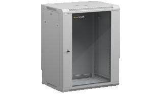 NETRACK szafa rack wisząca 19 15U 600x450 drzwi szklane, otwierane boki (szary) [019-150-645-021]
