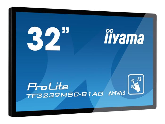 32’’ Iiyama TF3239MSC-B1AG (VA dotykowy, 1920x1080, 500, 8ms, 60Hz) (VGA, 2xHDMI 1.4, DP 1.2, LAN, COM) (VESA) głośniki, czarny
