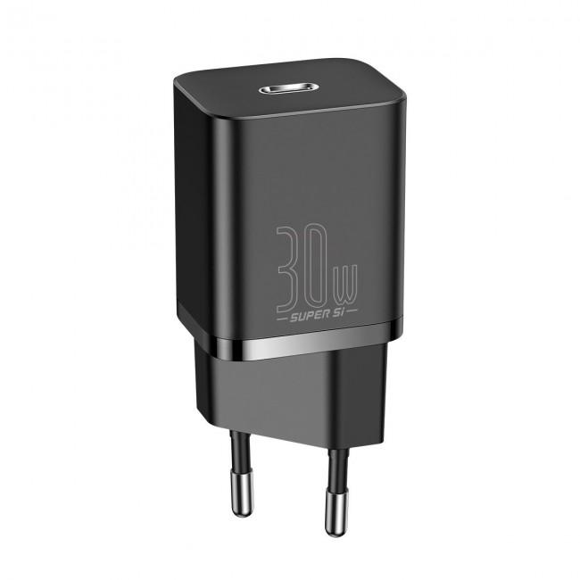 Baseus Quick Charge 3.0 PD uniwersalna ładowarka (zasilacz) sieciowa 230V / 1xUSB-C (5V/3A, 9V/3A, 12V/2.5A 30W) (czarny) [CCSUP-J01]