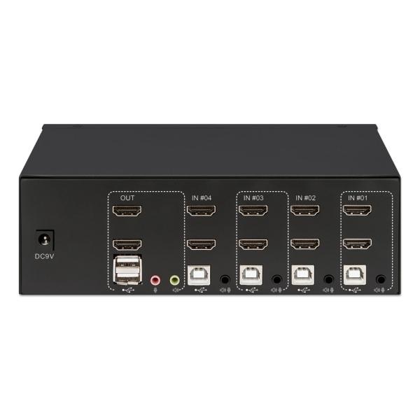 Przełącznik Manhattan KVM 4/1 HDMI, USB, 4K 30Hz [153539]