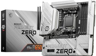 MSI B650M PROJECT ZERO (AMD B650) [AM5, 4xDDR5 do 7600MHz, (HDMI 2.1, DP 1.4) (2xM.2, 1xPCIe 4.0 16, 1xPCIe 3.0 x1), WIFI 6E, BT 5.3, micro ATX]