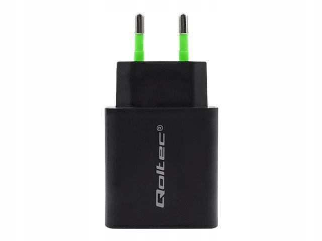 Qoltec Uniwersalna ładowarka sieciowa 230V (Quick Charge) / USB-C PD (5V/3A, 9V/2A, 12V/1.5A) USB-A QC 3.0 (5V/3A, 9V/2A, 12V/1.5A) (18W) [51713]