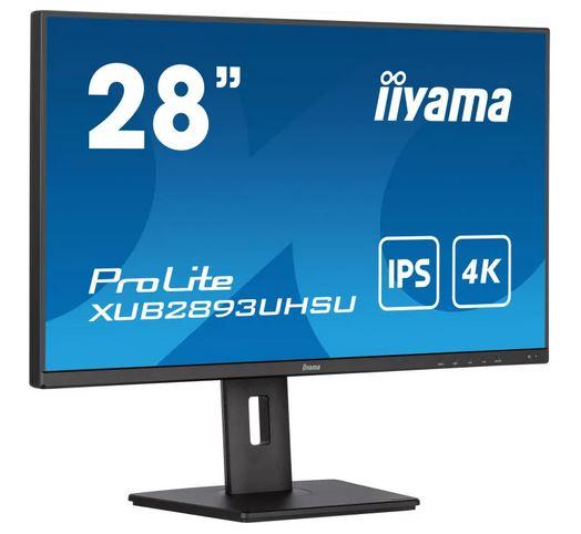 28’’ Iiyama ProLite XUB2893UHSU-B5 (IPS LED, 3840x2160, 300, 3ms, 100% sRGB, 1mld, 60Hz) (HDMI, DP, 2xUSB 3.0, 2xUSB 2.0, MiniJack) pivot, czarny, głośniki