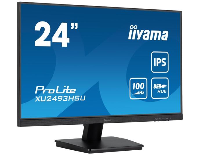 24’’ Iiyama ProLite XU2493HSU-B6 (IPS LED, 1920x1080, 250, 1ms, 100Hz) (HDMI, DP, 2xUSB 2.0, Audio) głośniki, czarny
